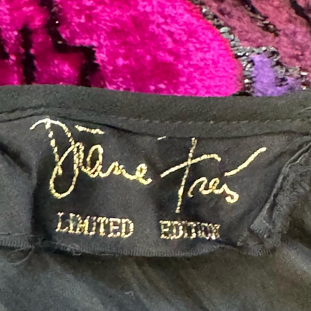 Vintage Diane Freis Limited Edition Silky Chiffon Velvet Burnout Ruffle Dress 🔥 - Picture 3 of 11